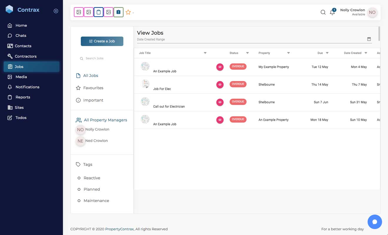 Contrax Job Table